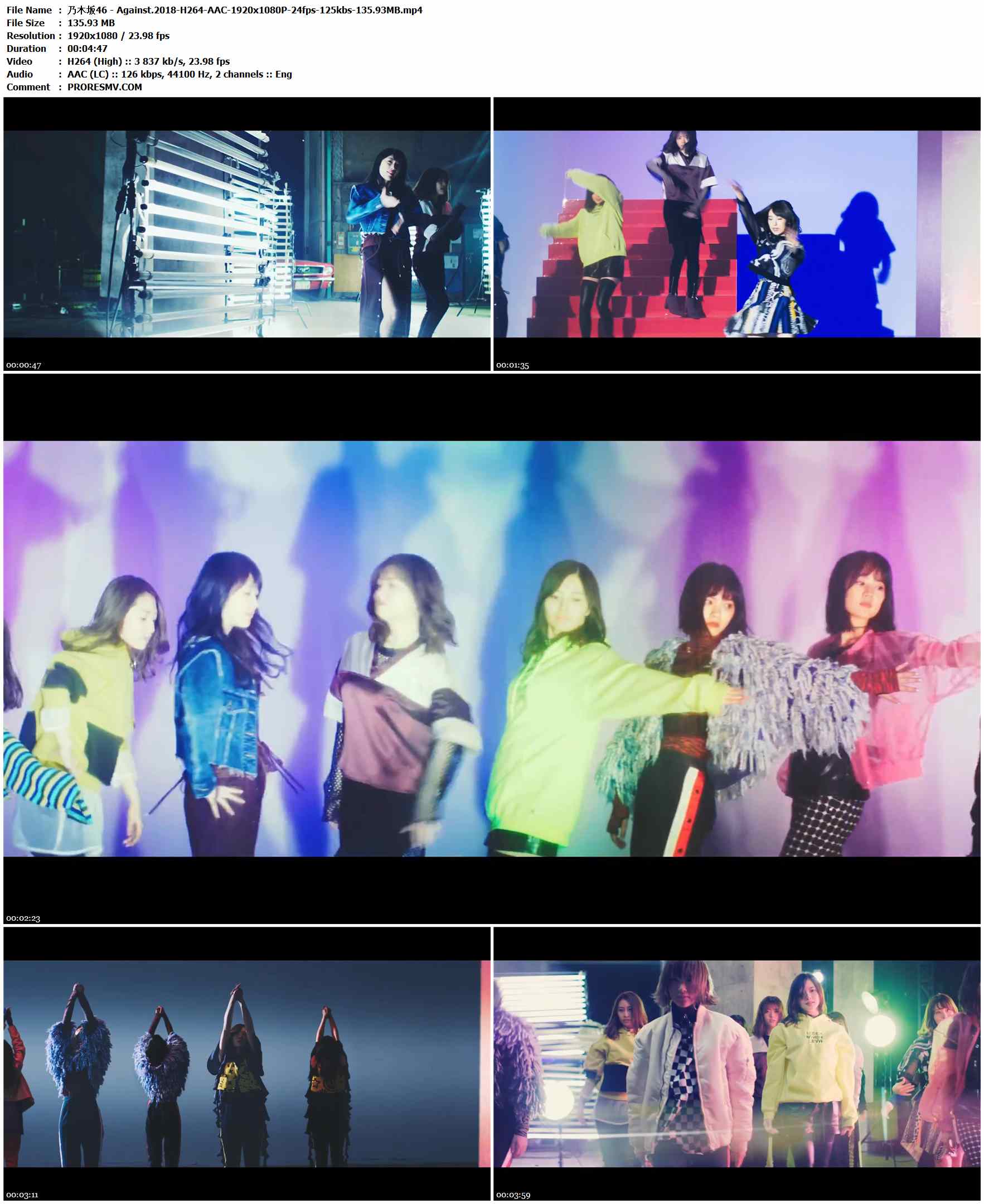 乃木坂46 - Against.2018-H264-AAC-1920x1080P-24fps-125kbs-135.93MB官方MV_高清MV